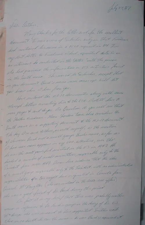 First page of Wilbert Smith Archives Files Box 1131 02 1131-02-p154