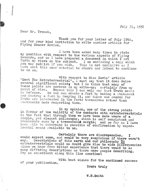 First page of Canada Wilbert Smith Correspondence 3