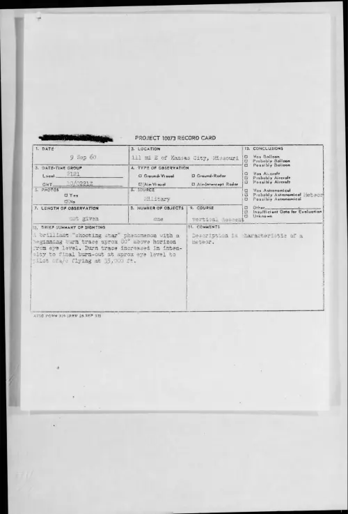 First page of 1960.09 - 8227380 - 111 mi E of Kansas City, Missouri