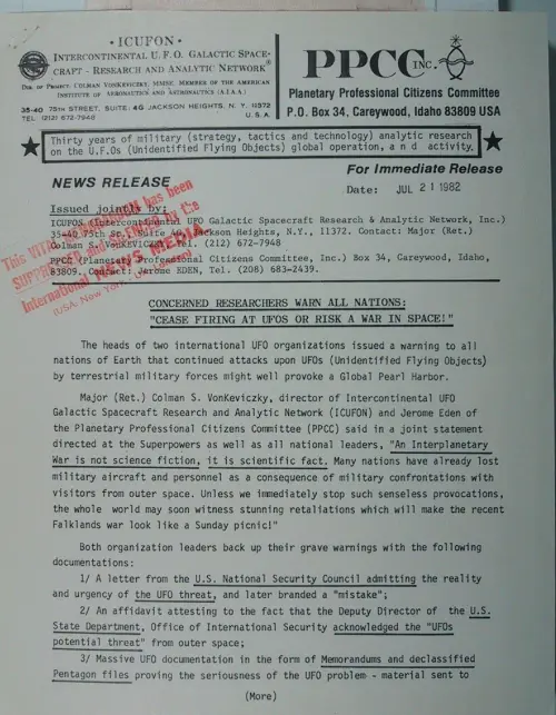 First page of Wilbert Smith Archives Files Box 1130 21 1130-21-p026