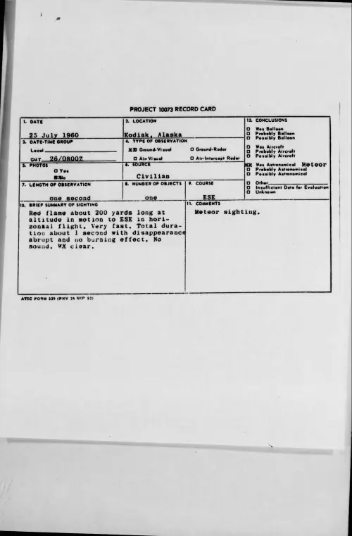 First page of 1960.07 - 7818543 - Kodiak, Alaska