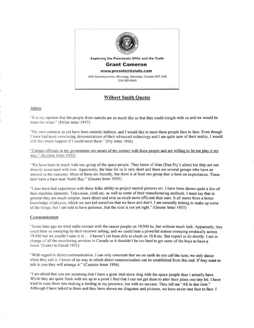 First page of Wilbert Smith Quotes