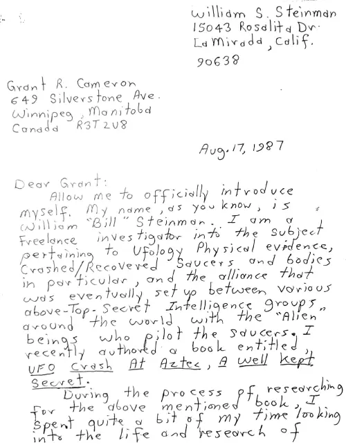 First page of Dr. Eric Walker Bill Steinman 1