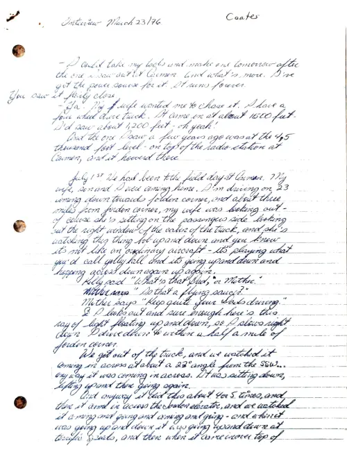 First page of Carman Coates Interview