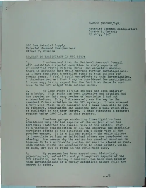 First page of Wilbert Smith Archives Files Box 1131 06 1131-06-p071