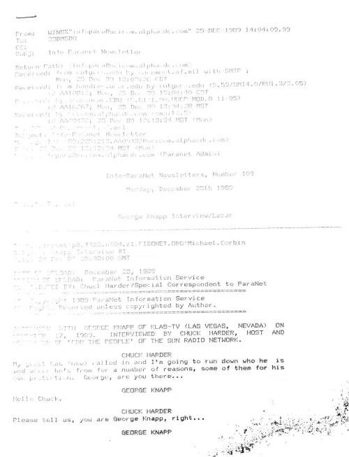 First page of 1989 George Knapp Interview