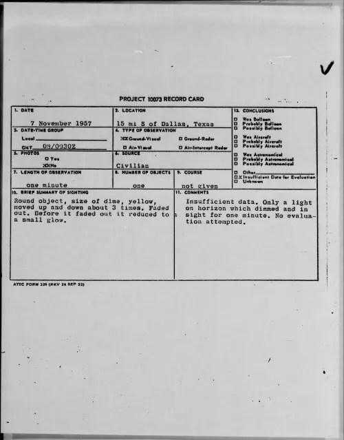 First page of 1957.11 - 6781543 - 15 mi S of Dallas, Texas