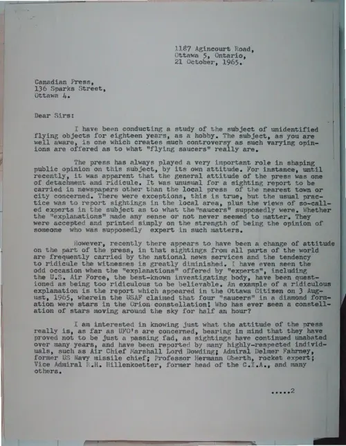 First page of Wilbert Smith Archives Files Box 1131 07 1131-07-p075
