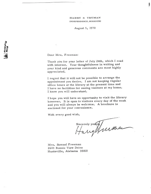 First page of Truman UFO Mail