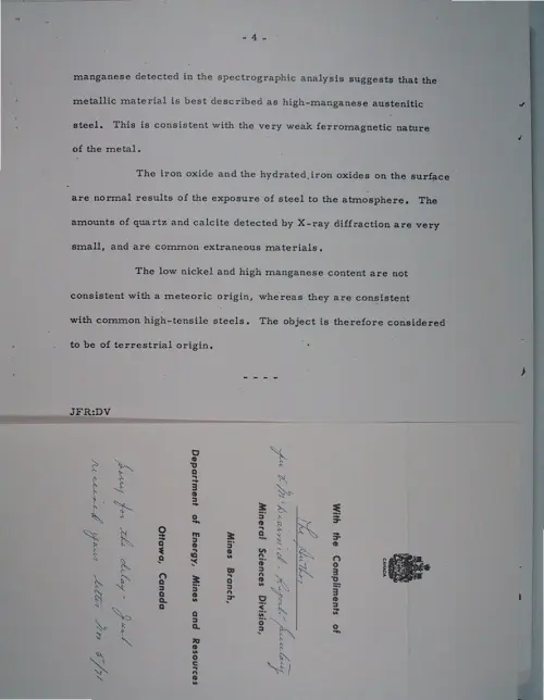 First page of Wilbert Smith Archives Files Box 1131 19 1131-19-p261