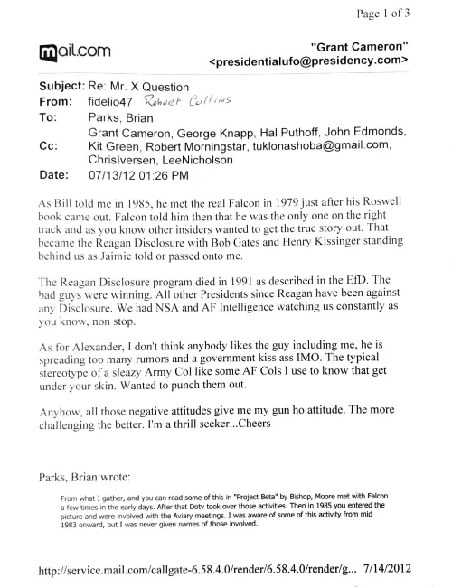 First page of Bill Moore Mr X question