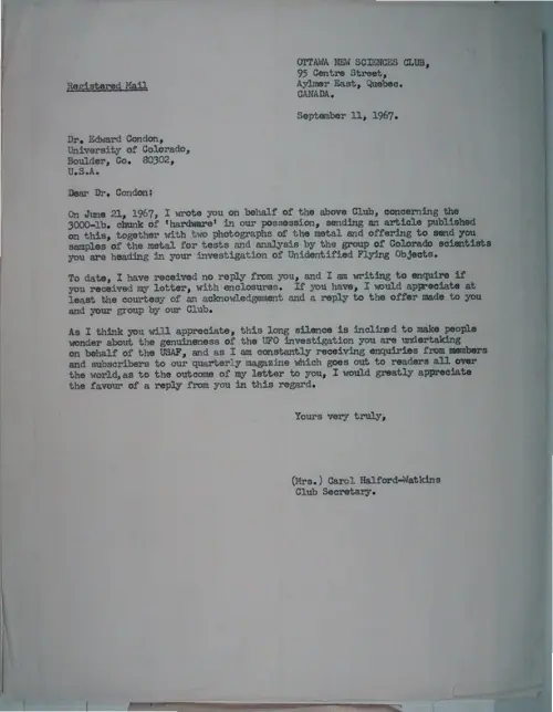 First page of Wilbert Smith Archives Files Box 1131 19 1131-19-p209