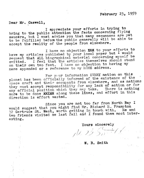 First page of Canada Caswell Letter and Article