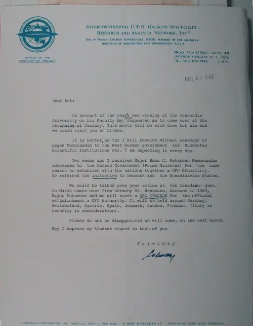 First page of Wilbert Smith Archives Files Box 1130 21 1130-21-p258