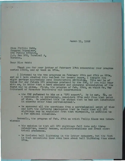 First page of Wilbert Smith Archives Files Box 1131 07 1131-07-p060