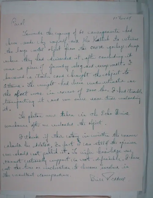First page of Wilbert Smith Archives Files Box 1131 19 1131-19-p230