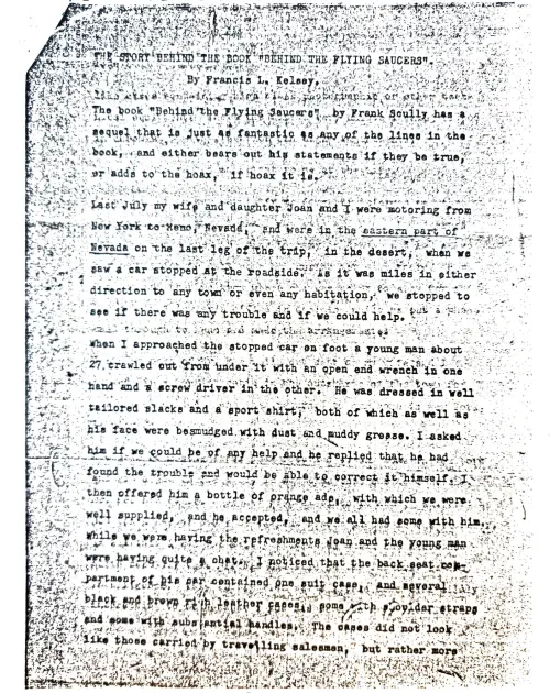 First page of Dr. Eric Walker live Alien Letter