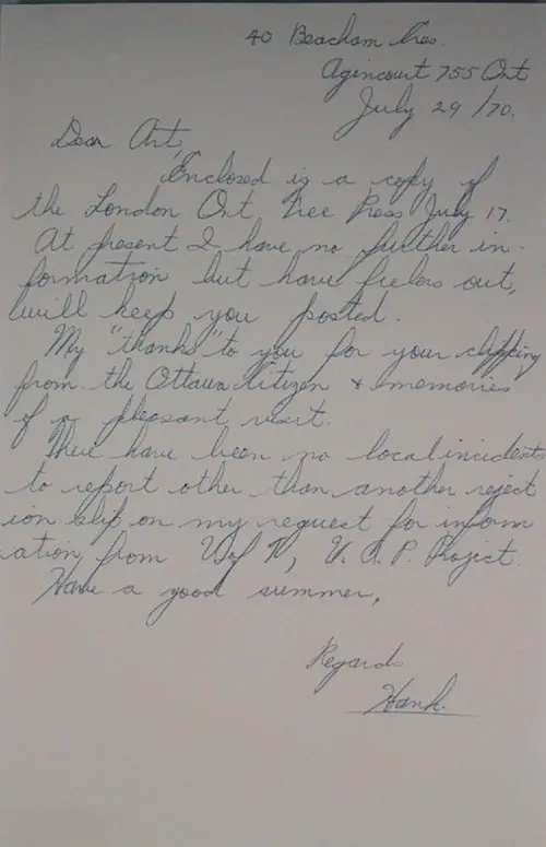 First page of Wilbert Smith Archives Files Box 1131 01 1131-01-p035