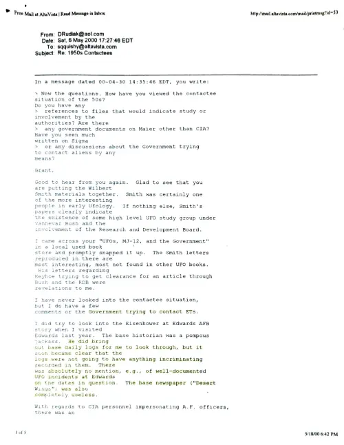 First page of Dudiak1950s contactees