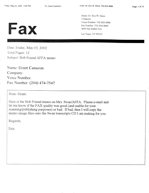 First page of Affa CIA memo