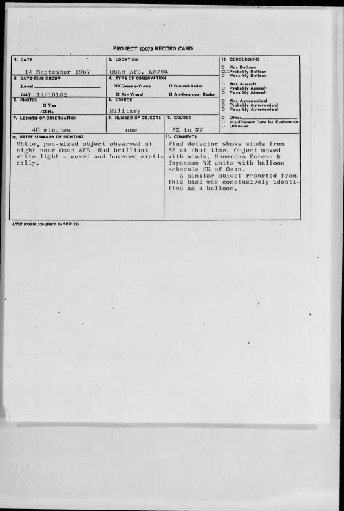 First page of 1957.09 - 7228640 - Osan AFB, Korea