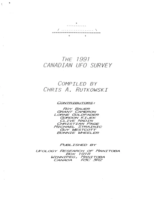 First page of 1991 Canadian UFO survey