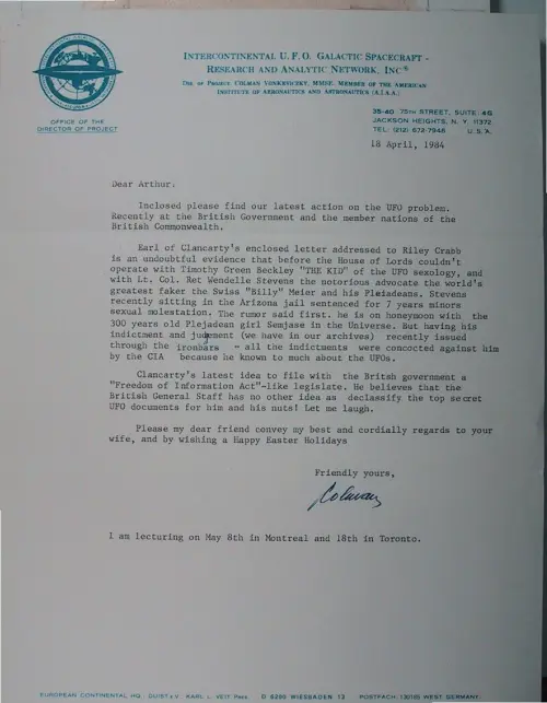 First page of Wilbert Smith Archives Files Box 1130 21 1130-21-p220