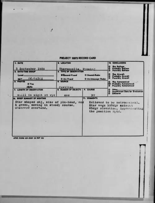 First page of 1958.09 - 8867926 - Thermopolis, Wyoming