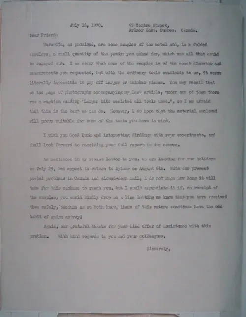 First page of Wilbert Smith Archives Files Box 1131 19 1131-19-p130