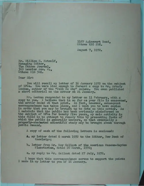 First page of Wilbert Smith Archives Files Box 1131 07 1131-07-p011
