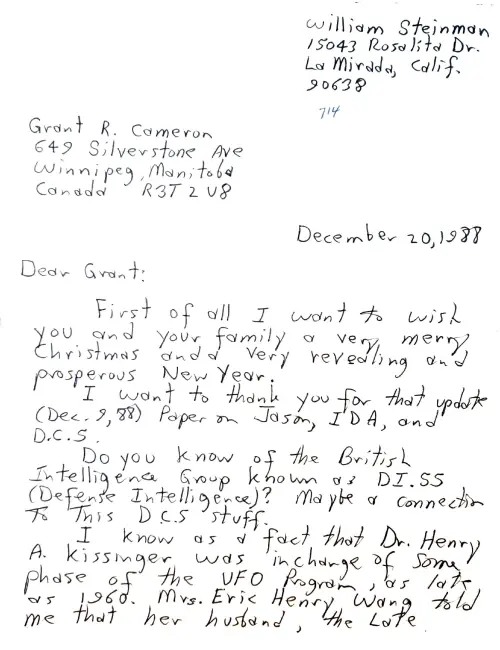 First page of Dr. Eric Walker Bill Steinman 3