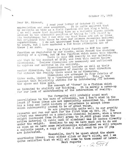 First page of Canada Wilbert Smith Correspondence 12