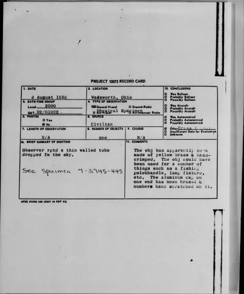 First page of 1958.08 - 8861223 - Wadsworth, Ohio