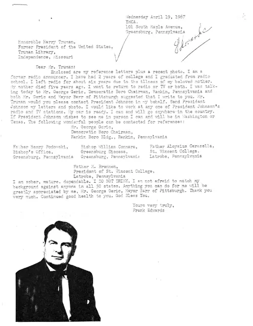 First page of Truman Frank Edwards