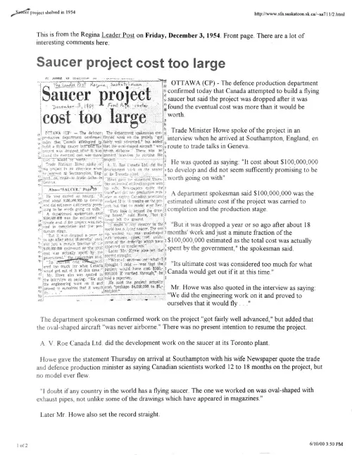 First page of Canada Avrocar 3