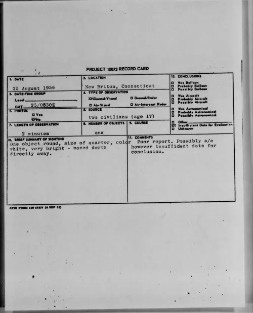 First page of 1956.08 - 7070139 - New Briton, Connecticut