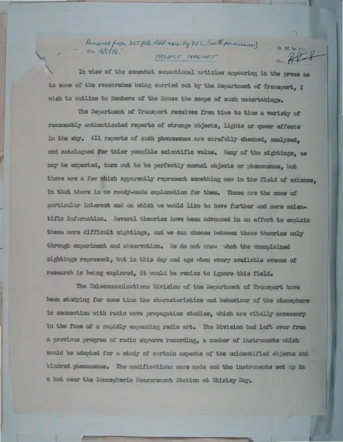 First page of Wilbert Smith Archives Files Box 1131 10 1131-10-p057
