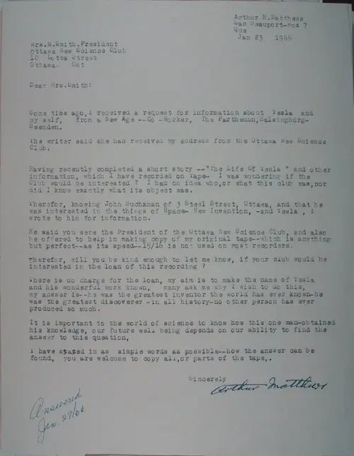 First page of Wilbert Smith Archives Files Box 1131 09 1131-09-p006