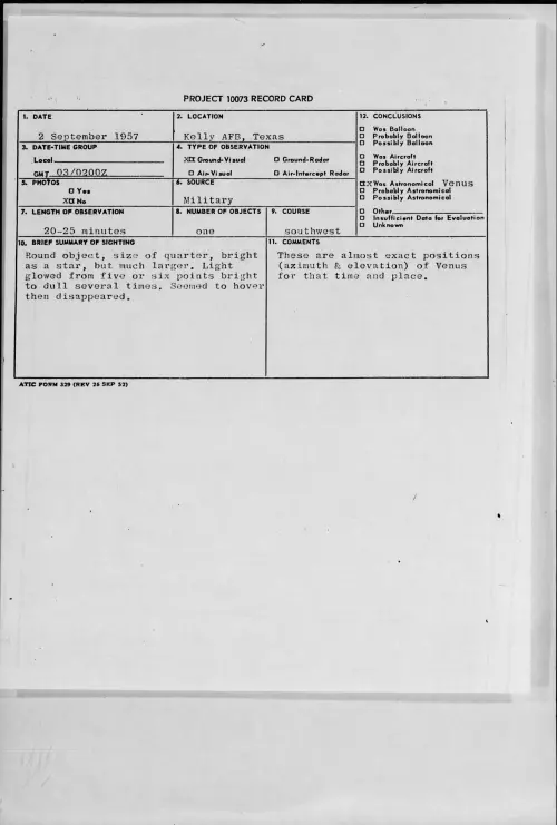 First page of 1957.09 - 7228336 - Kelly AFB, Texas