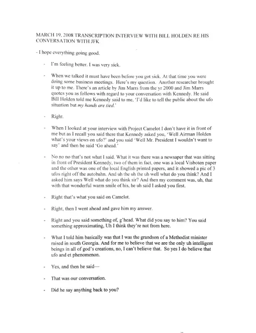 First page of Kennedy Bill Holden