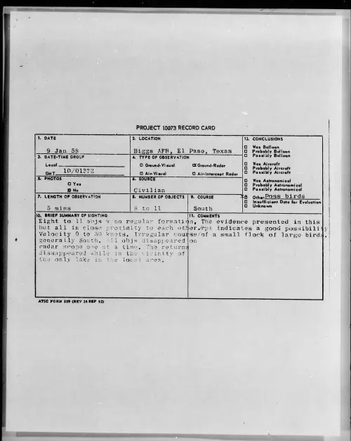 First page of 1958.01 - 6972917 - Biggs AFB, El Paso, Texas