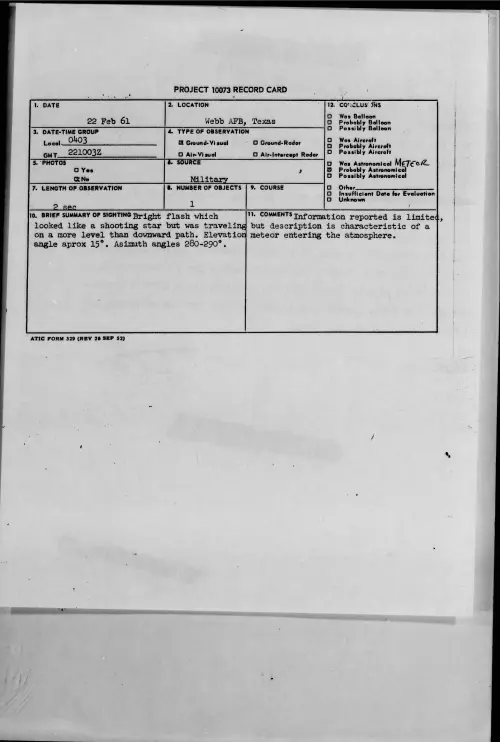 First page of 1961.02 - 8638136 - Webb AFB, Texas