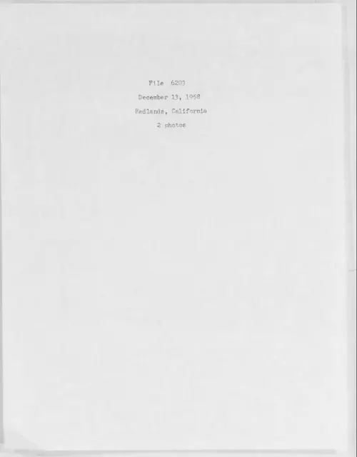 First page of 1958.12 - 6975248 - Redlands, California (#6203)