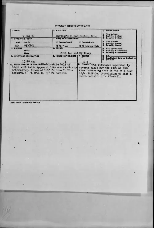 First page of 1961.03 - 8640856 - Springfield and Dayton, Ohio