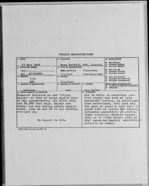 First page of 1955.05 - 6962457 - Near MacDill AFB, Florida