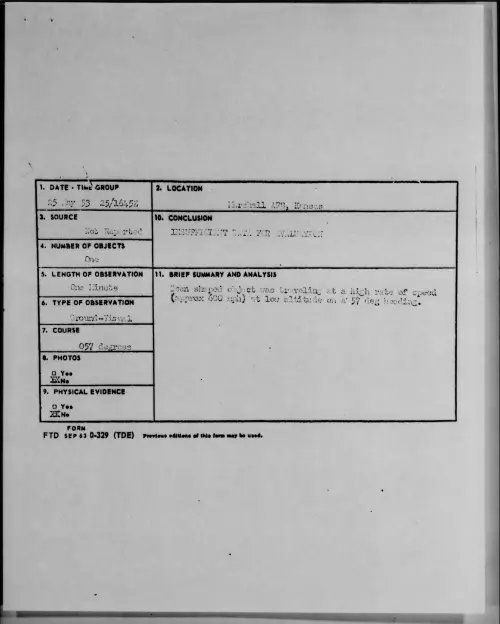 First page of 1953.05 - 6385009 - Marshall AFB, Kansas