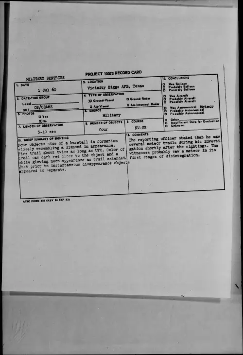 First page of 1960.07 - 7814434 - Vicinity Biggs AFB, Texas