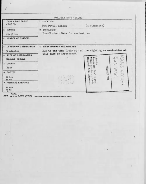 First page of 1959.07 - 8406954 - Red Devil, Alaska