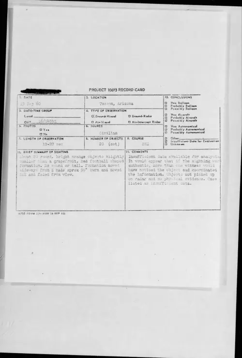First page of 1960.09 - 8228346 - Tucson, Arizona