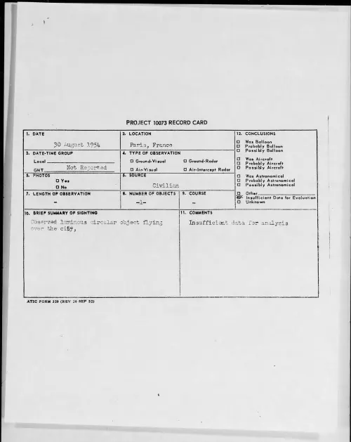 First page of 1954.08 - 8726430 - Paris, France